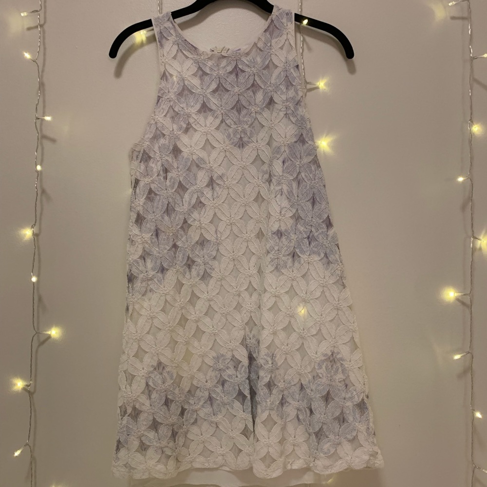 White Lavender Floral Shift Dress